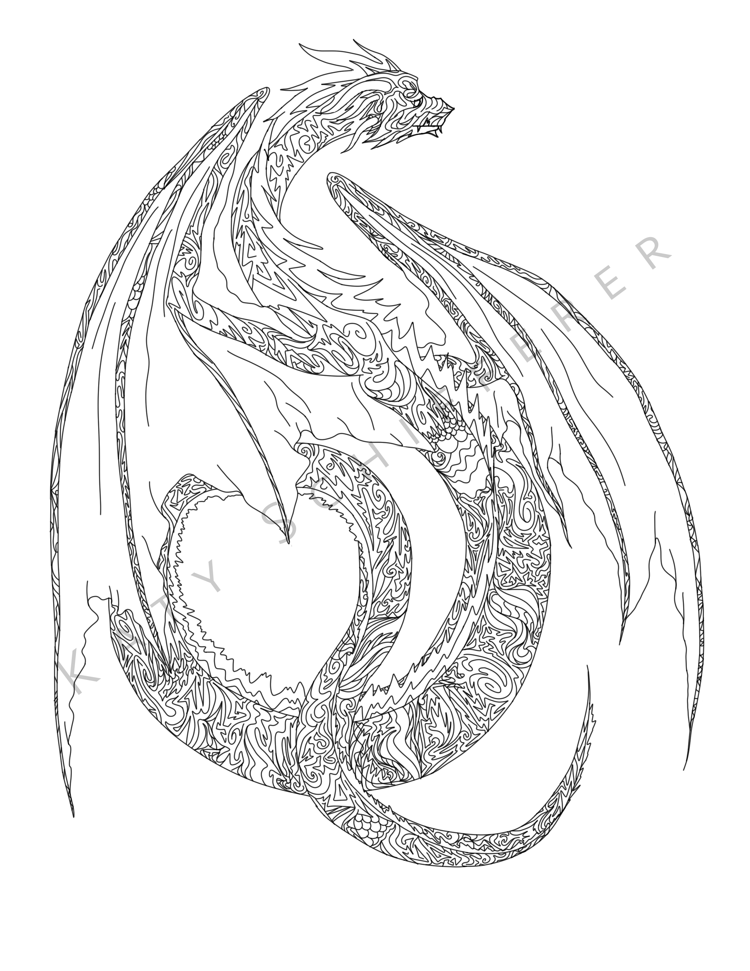 Fantasy Dragon Zentangle Illustration