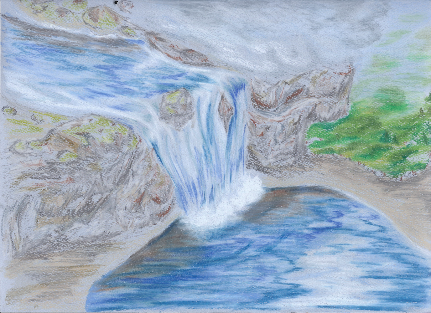 Colored Pencil Waterfall by Katy Schifferer