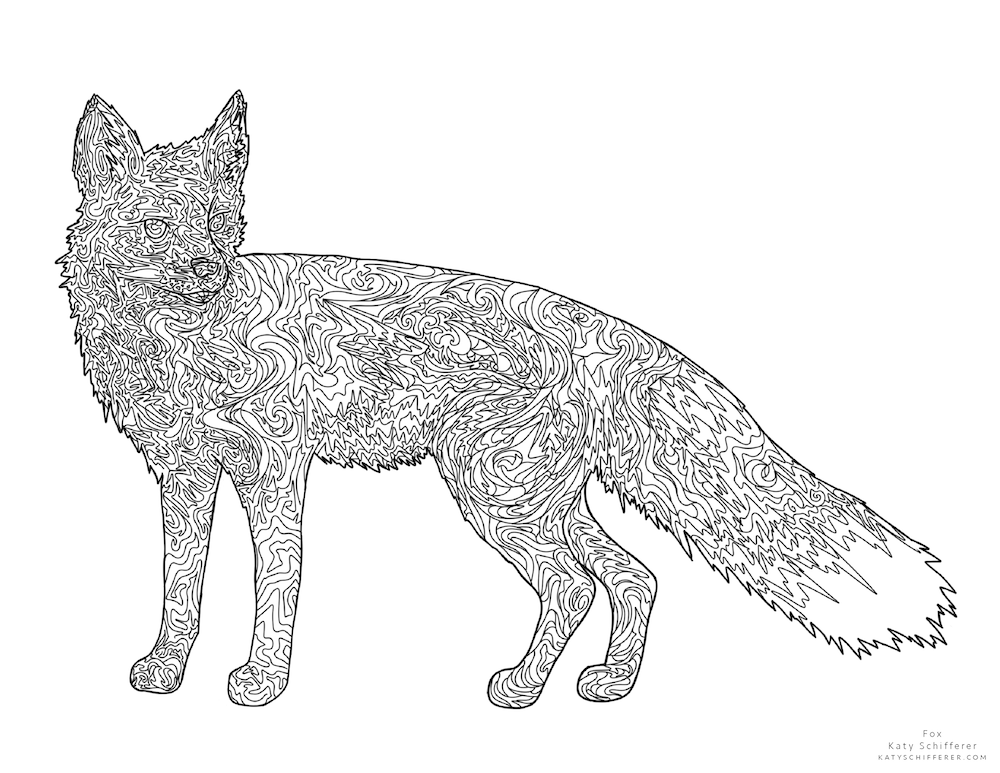 Fox Zentangle by Katy Schifferer